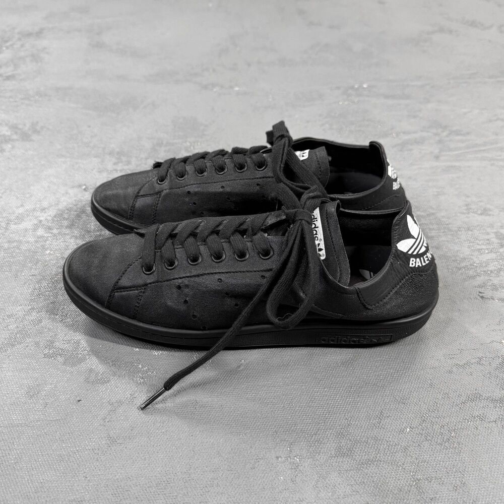 Adidas x Balenciaga Stan Smith Black "Worn Out" Leather Sneakers EU 39, US M 6